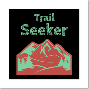 Trail Seeker Mountain Trekking Posters and Art